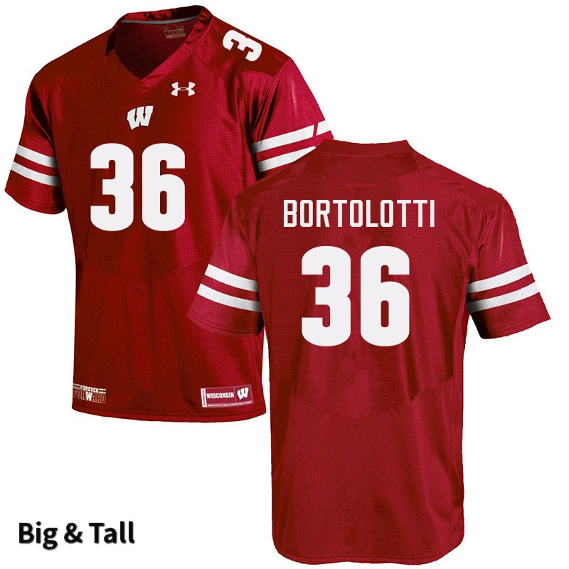 Wisconsin Badgers Men's #36 Grover Bortolotti NCAA Under Armour Authentic Red Big & Tall College Stitched Football Jersey JG40X05PI